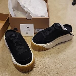 UGG Black and Tan Platform Shoes